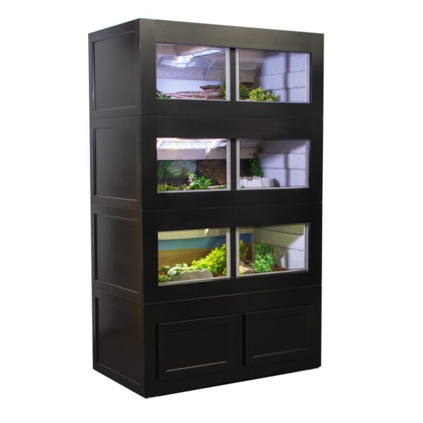 Model 422 Wood Rack - 3 Units with Stand - Maple Black Paint - left