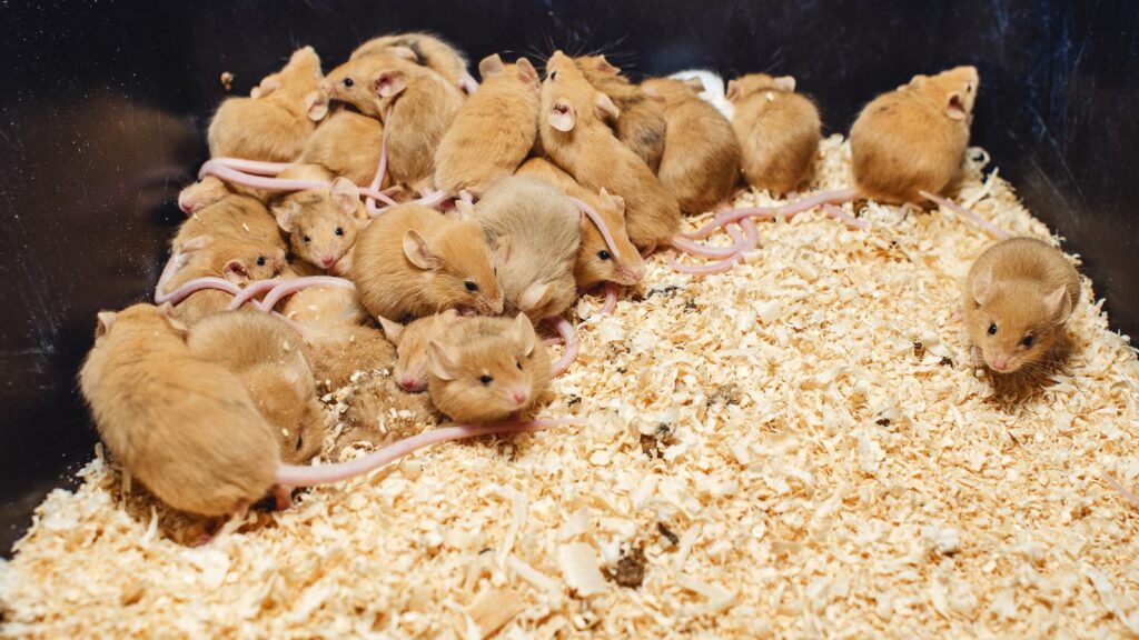 mice in a breeding tub