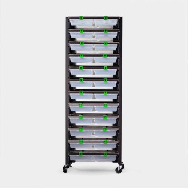 Max 4 Tub V 35S Vision Ultra Rodent Rack System 89.6 Inches Tall 34.3 Inches Long Front View