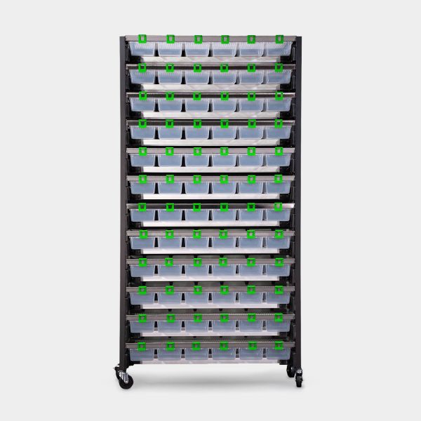 Max 6 Tub V 18 Vision Ultra Rodent Breeder Rack 89.6 Inches Tall 49.1 Inches Long Front View