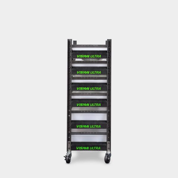 Short 10 Tub Hybrid Vision Ultra Mice Breeding Rack 52.2 Inches Tall 20.4 Inches Wide Side View