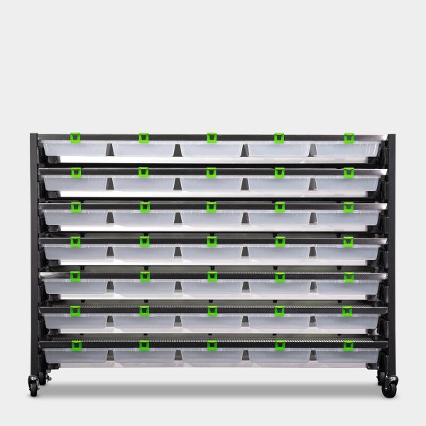 Short 10 Tub V 35S Vision Ultra Rodent Breeding Rack 52.2 Inches Tall 78.7 Inches Long Front View