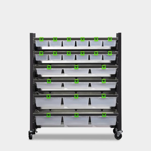 Short 6 Tub Hybrid Vision Ultra Rodent Rack 52.2 Inches Tall 49.1 Inches Long Front View