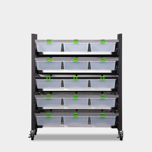 Short 6 Tub V 35 Vision Ultra Rodent Breeding Rack 52.2 Inches Tall 49.1 Inches Long Front View