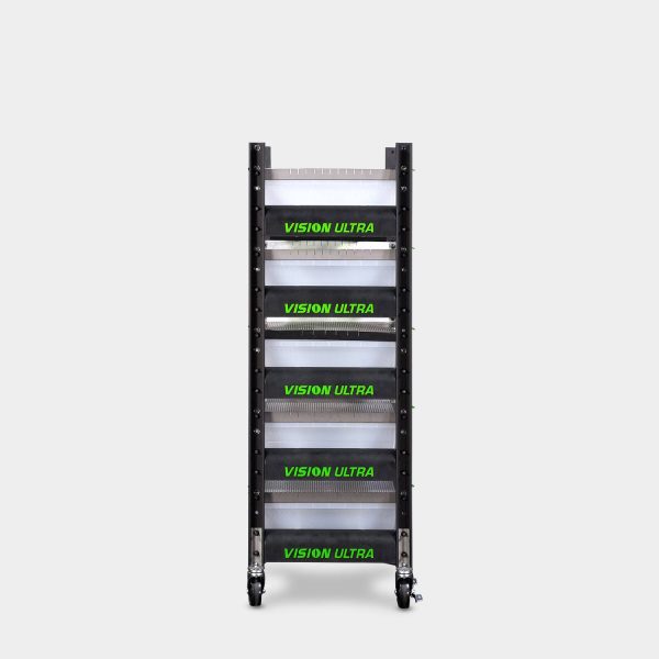 Short 6 Tub V35 Vision Ultra Mice Breeding Rack 52.2 Inches Tall 20.4 Inches Wide Side View