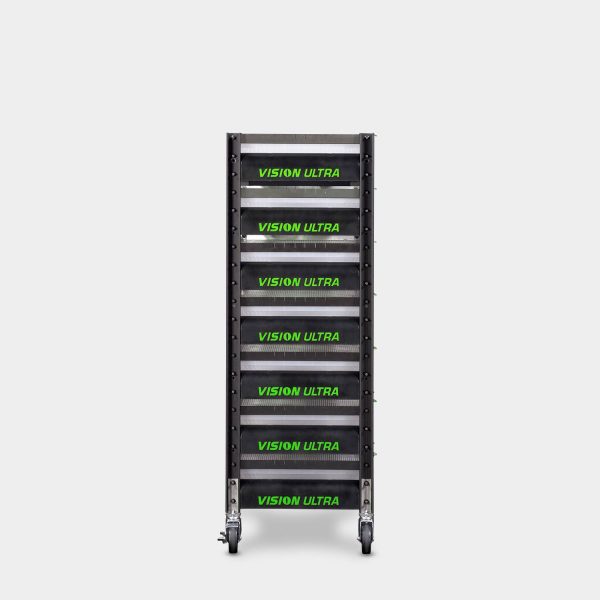 Short 8 Tub V35S Vision Ultra Mice Breeding Rack 52.2 Inches Tall 20.4 Inches Wide Side View