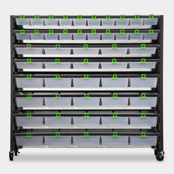 Standard 10 Tub Hybrid Vision Ultra Rat Rack 69.5 Inches Tall 78.7 Inches Long Front View