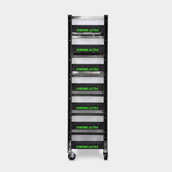 Standard 10 Tub V35 Vision Ultra Mice Breeding Rack 69.5 Inches Tall 20.4 Inches Wide Side View