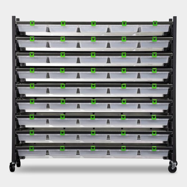 Standard 10 Tub V 35S Vision Ultra Rodent Breeding Rack 69.5 Inches Tall 78.7 Inches Long Front View