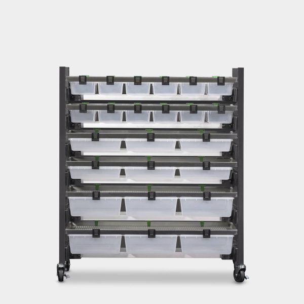 Short 6 Tub Hybrid Vision Ultra Rat Rack 52.2 Inches Tall 34.3 Inches Long Back View