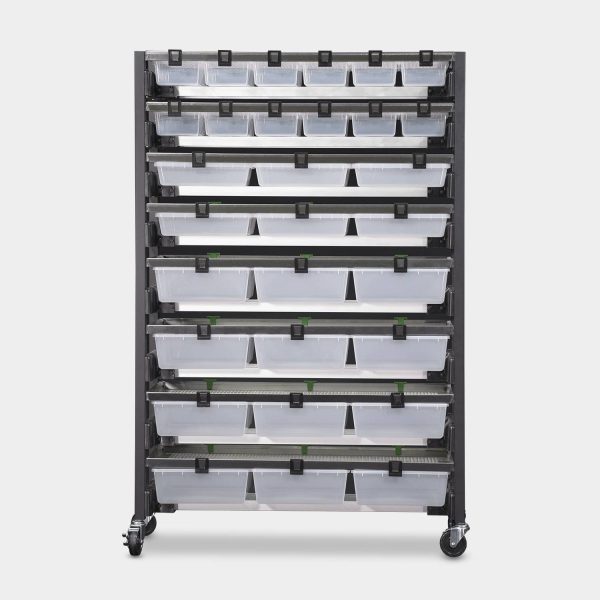 Standard 6 Tub Hybrid Vision Ultra Rodent Breeding Rack 69.5 Inches Tall 34.3 Inches Long Back View